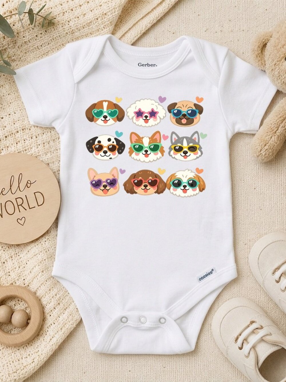 Retro Dog Baby Girl Valentine's Day Outfit Gift ONESIE®